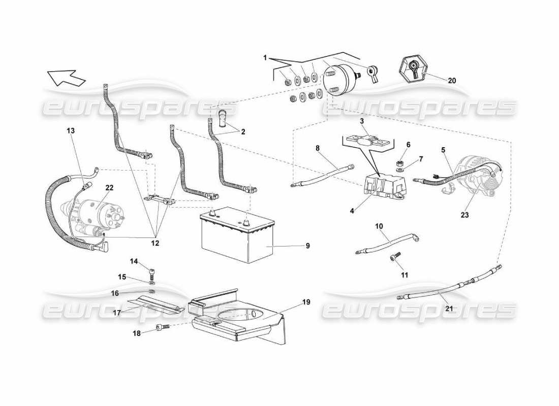 lamborghini murcielago lp670 sistema eléctrico diagrama de piezas