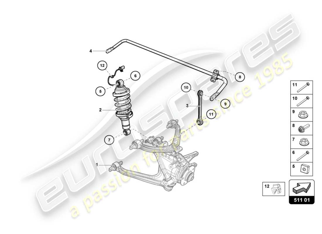 lamborghini performante spyder (2019) amortiguador trasero diagrama de piezas