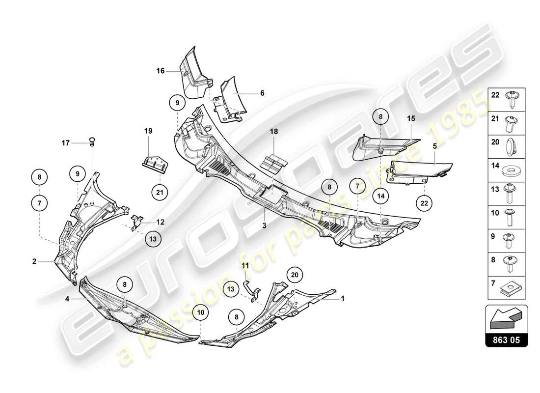 lamborghini 2021 (lp770-4 svj roadster) complemento de equipaje. revestimiento de suelo diagrama de piezas