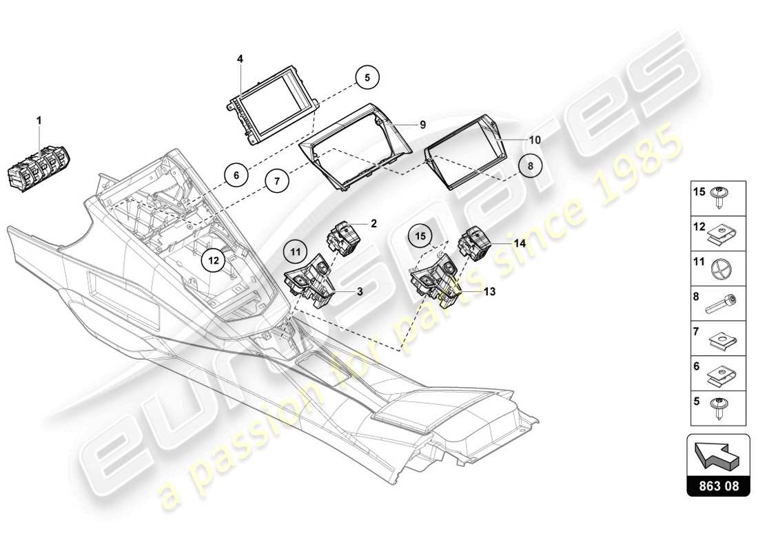 lamborghini 2014 (lp720-4 coupe 50) diagrama de piezas de la unidad de interrupción