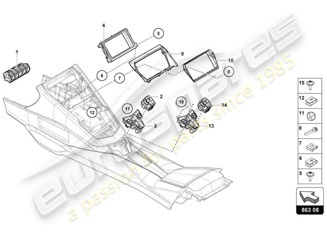 lamborghini lp720-4 coupe 50 (2014) unidad de interruptor diagrama de piezas