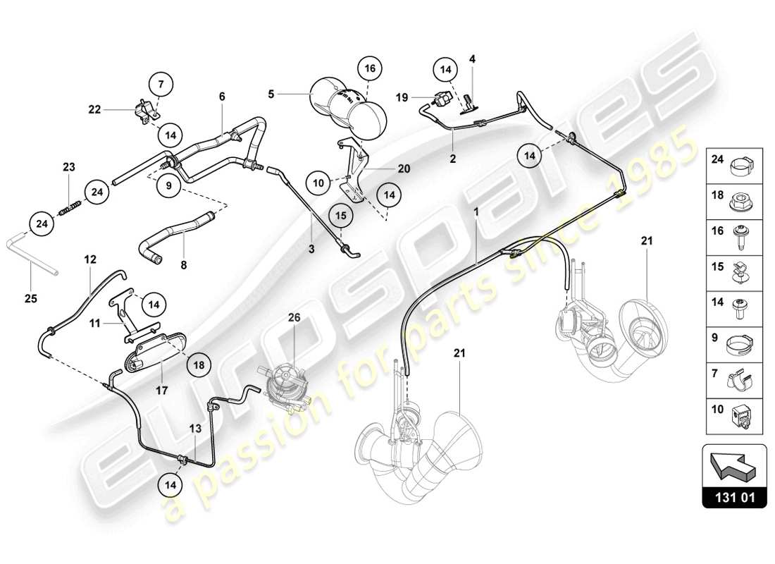 lamborghini 2014 (lp720-4 coupe 50) diagrama de piezas del sistema de vacío