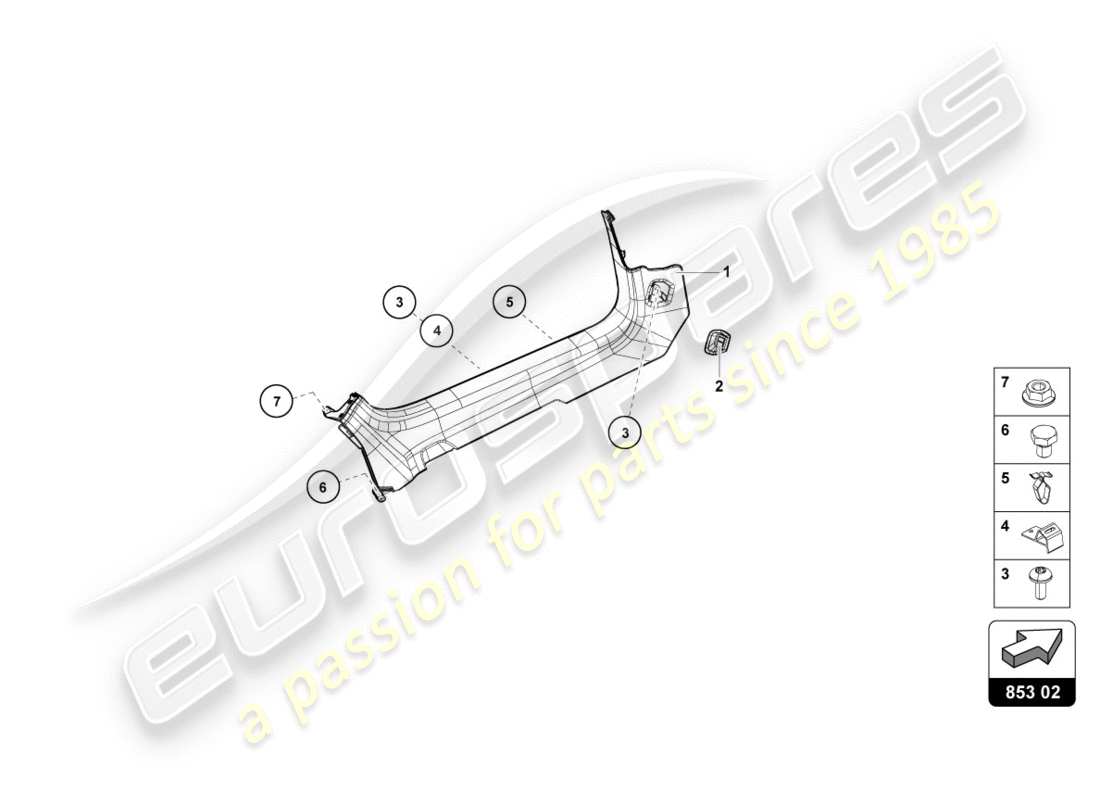 lamborghini performante spyder (2019) diagrama de piezas del miembro lateral