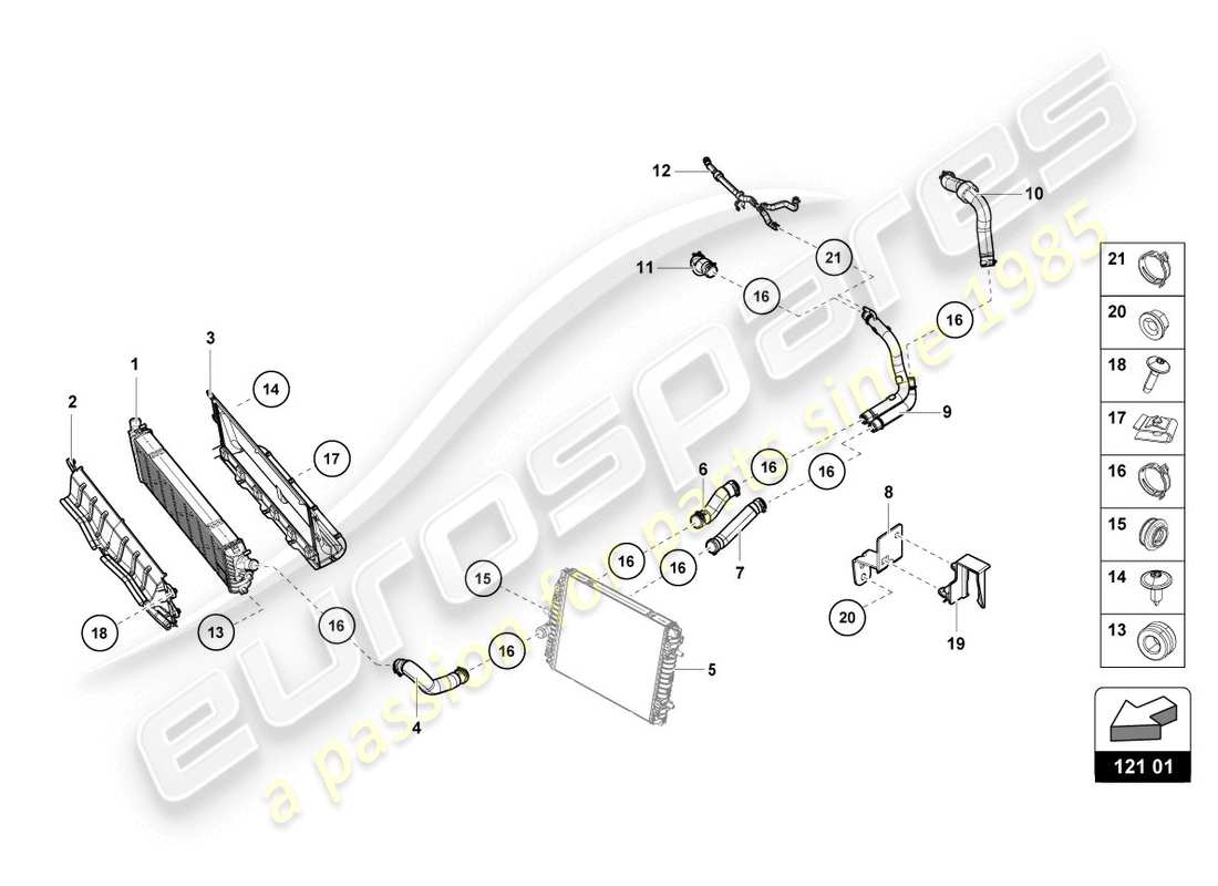 lamborghini lp610-4 coupe (2017) enfriador para refrigerante diagrama de piezas