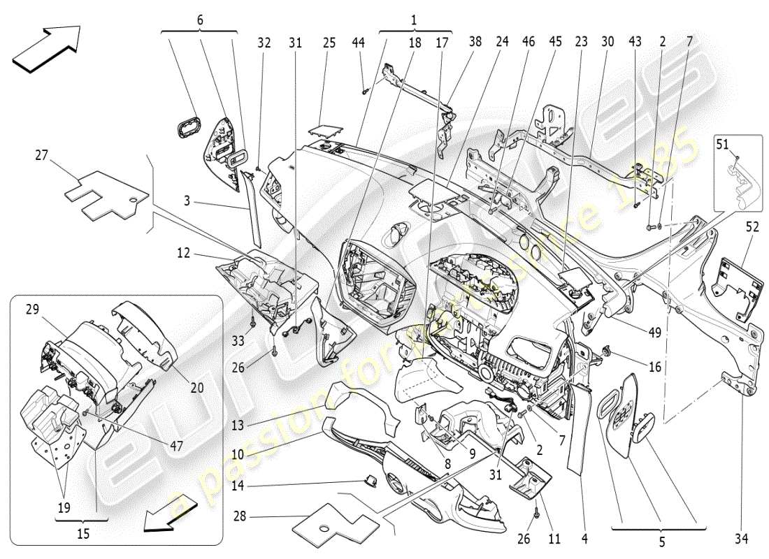 maserati ghibli (2019) unidad de tablero diagrama de piezas