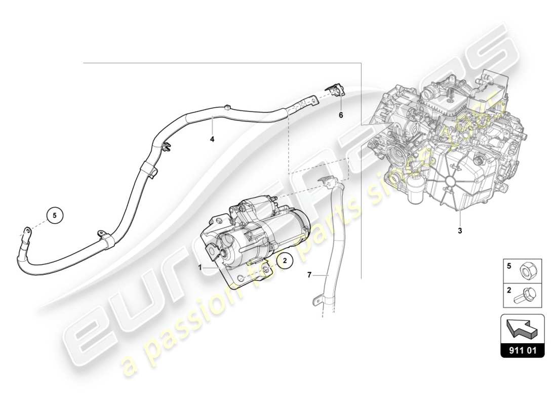 lamborghini 2017 (lp580-2 coupe) diagrama de piezas del arranque