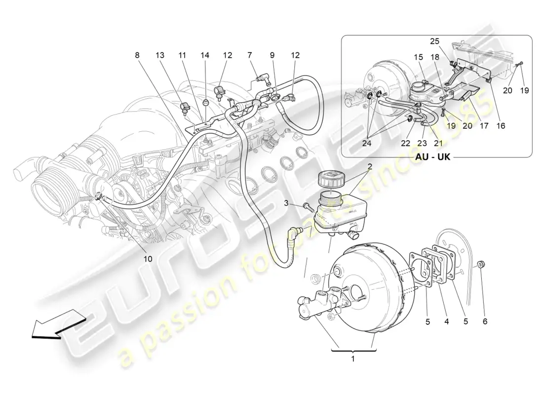 maserati grancabrio mc (2013) brake servo system diagrama de piezas
