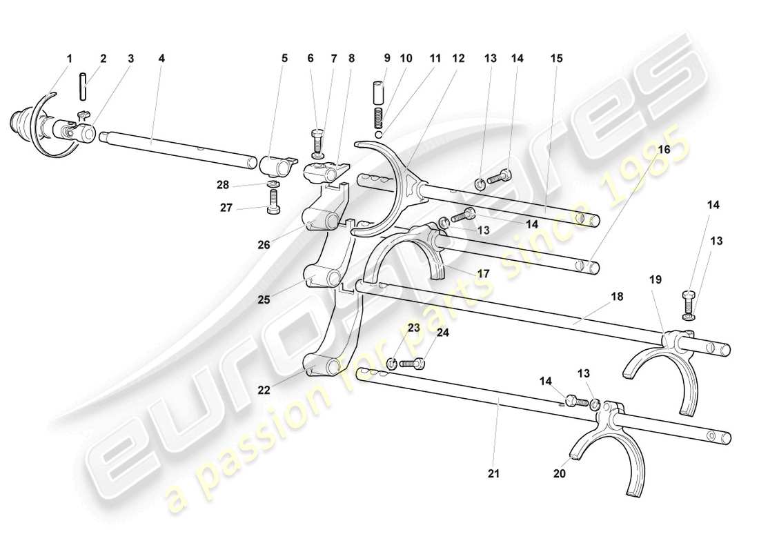 lamborghini murcielago coupe (2003) mecanismo selector diagrama de piezas