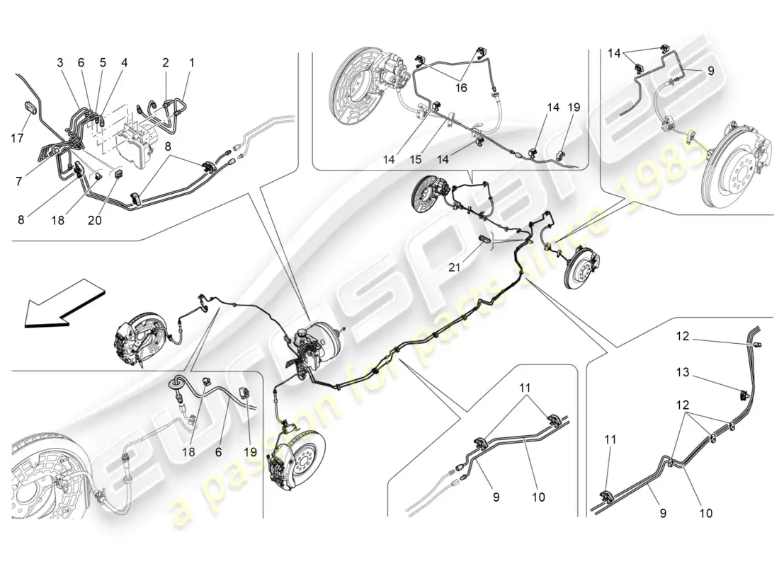 maserati levante gt (2022) líneas diagrama de piezas