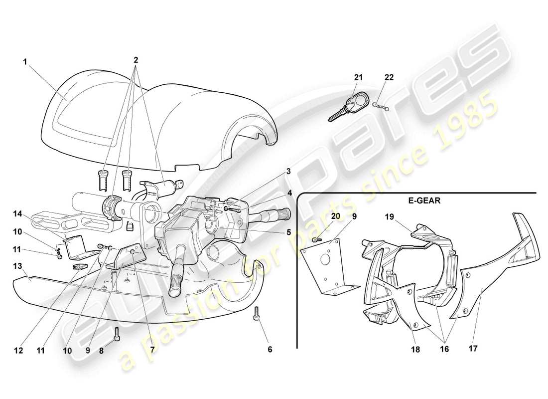 lamborghini murcielago roadster (2006) dirección col. interruptor combinado diagrama de piezas