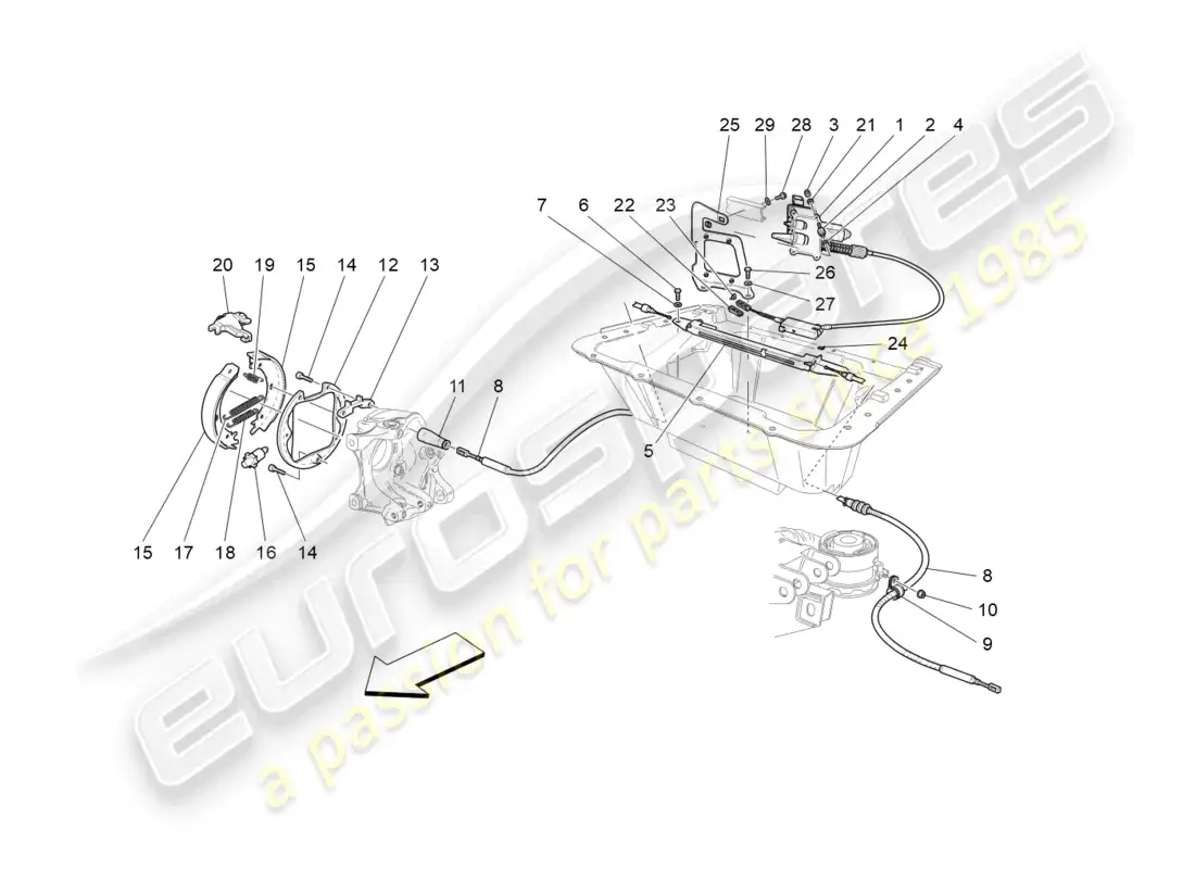 maserati granturismo mc stradale (2013) parking brake diagrama de piezas