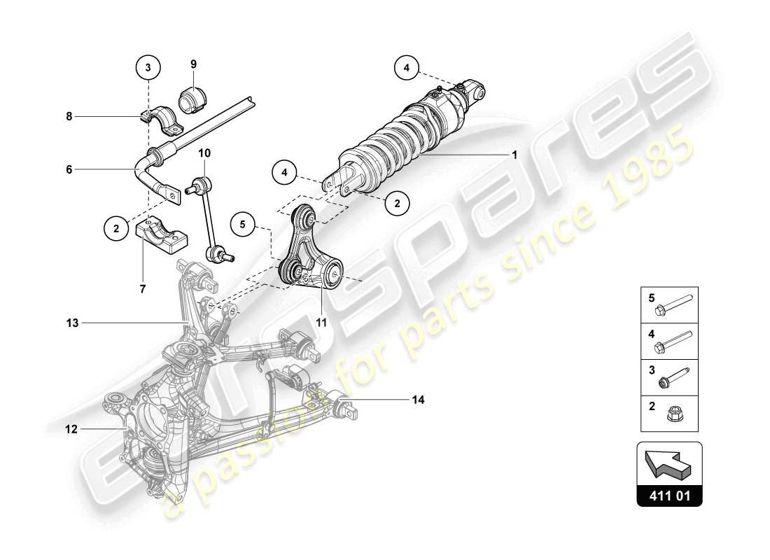 lamborghini 2014 (lp720-4 coupe 50) amortiguadores diagrama de piezas