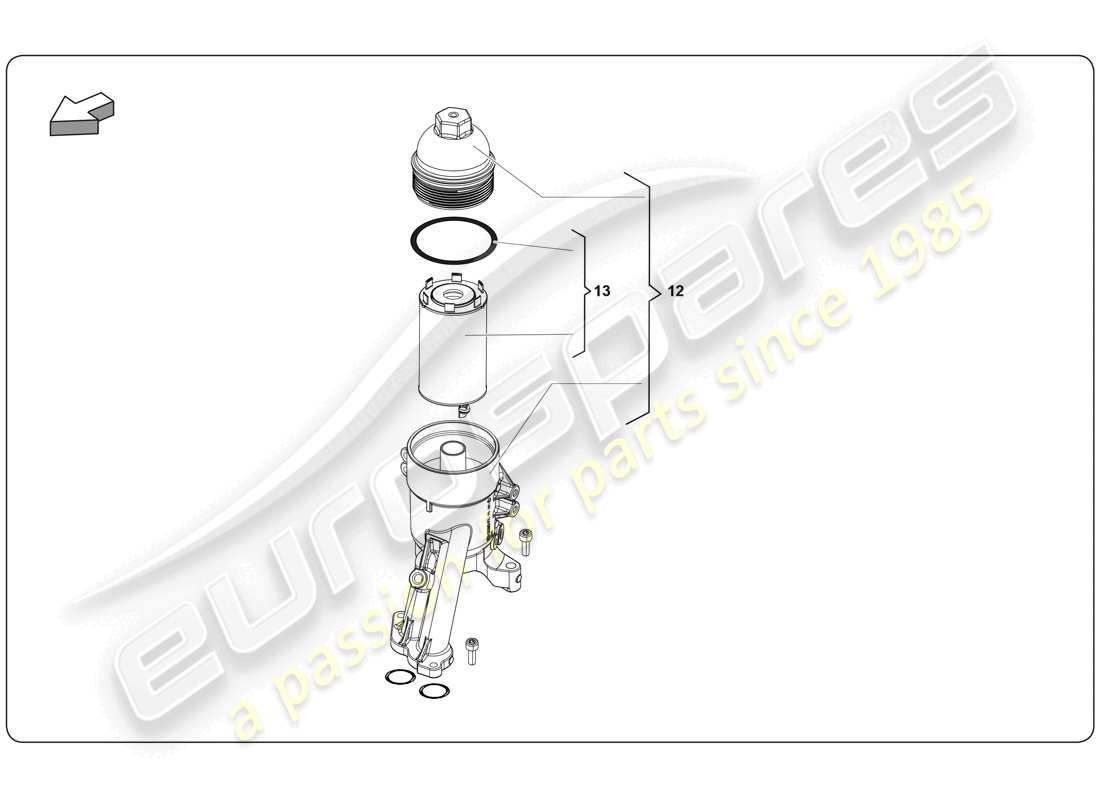 lamborghini super trofeo (2009-2014) diagrama de piezas del filtro de aceite