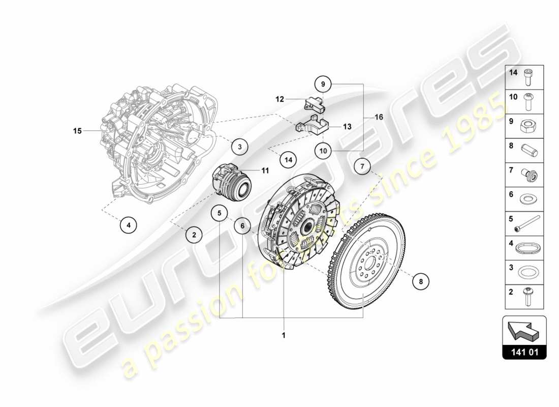 lamborghini centenario roadster (2017) embrague diagrama de piezas