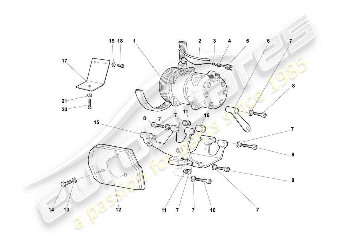 lamborghini murcielago coupe (2002) diagrama de piezas del compresor de a/c