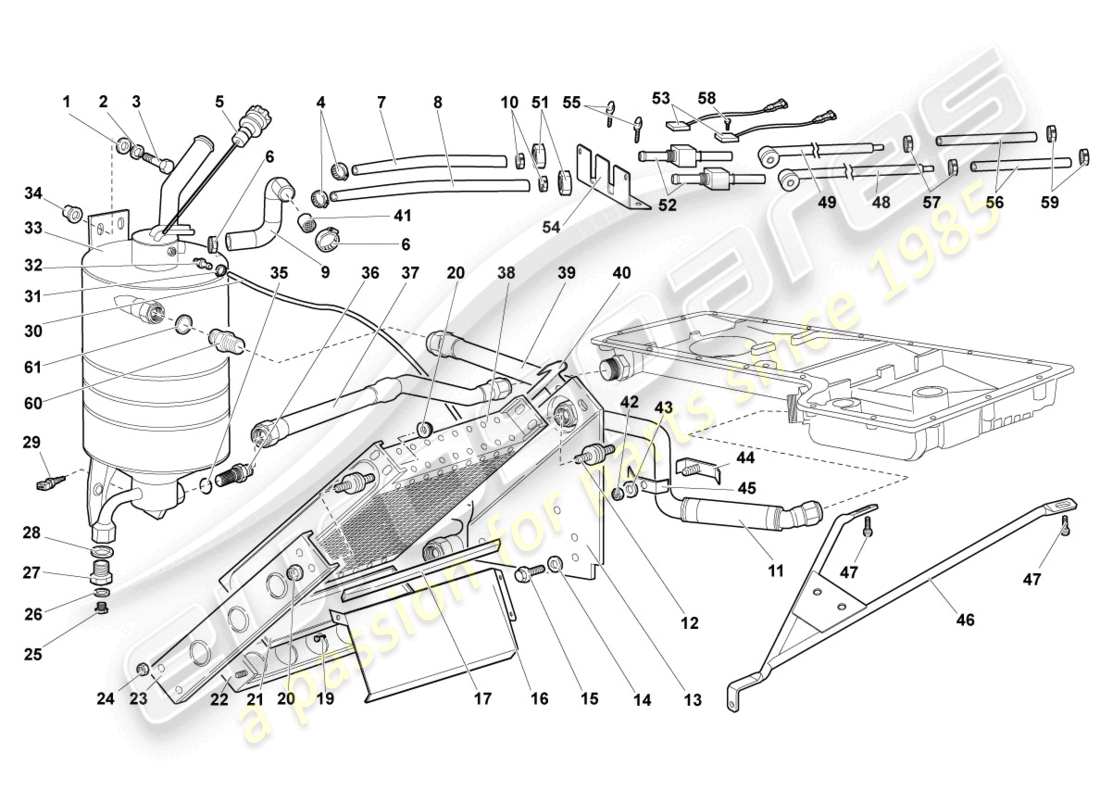 lamborghini murcielago roadster (2005) diagrama de piezas del enfriador de aceite
