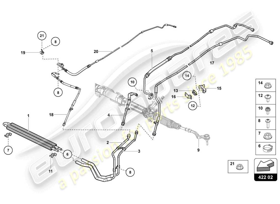 lamborghini 2014 (lp720-4 coupe 50) diagrama de piezas de la dirección asistida
