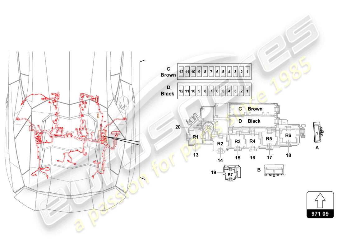lamborghini lp740-4 s roadster (2019) diagrama de piezas de fusibles