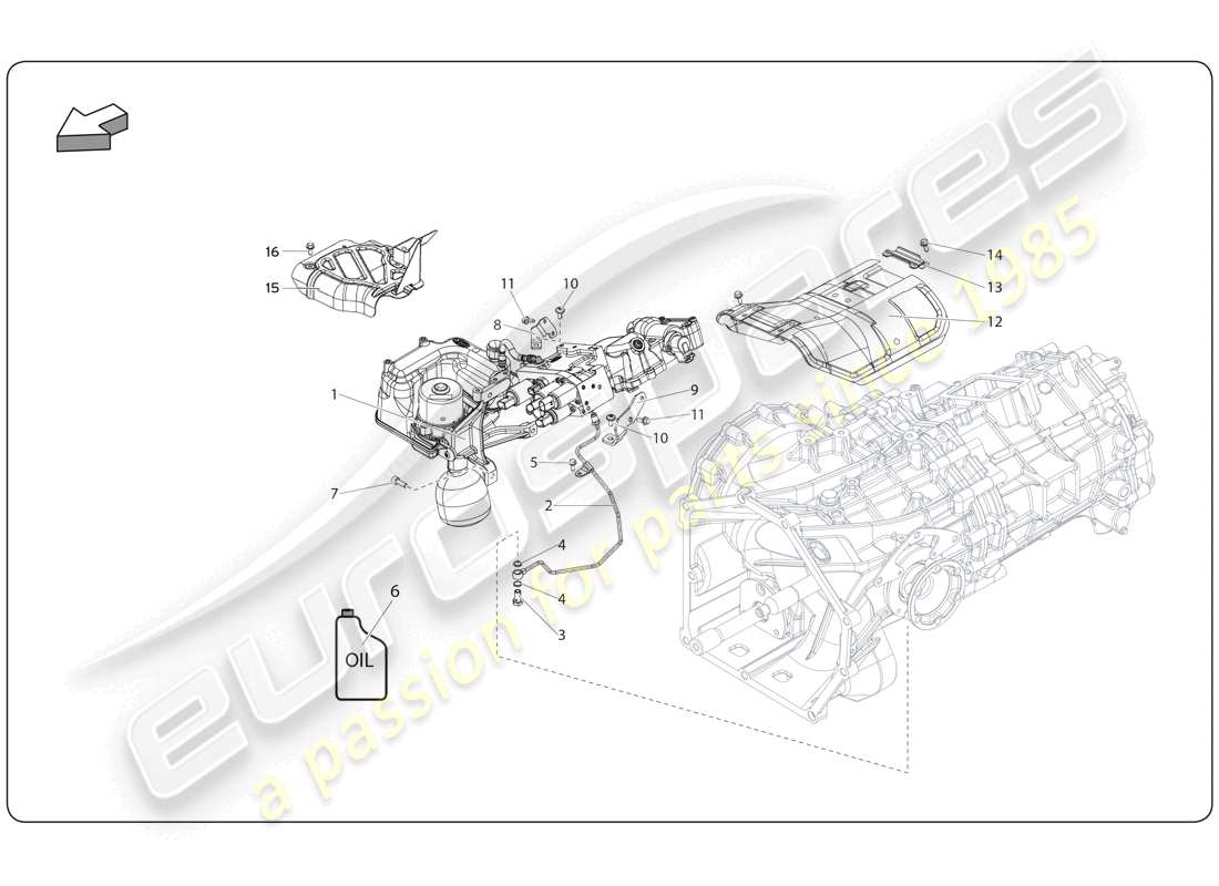 lamborghini super trofeo (2009-2014) sistema de engranaje electrónico diagrama de piezas