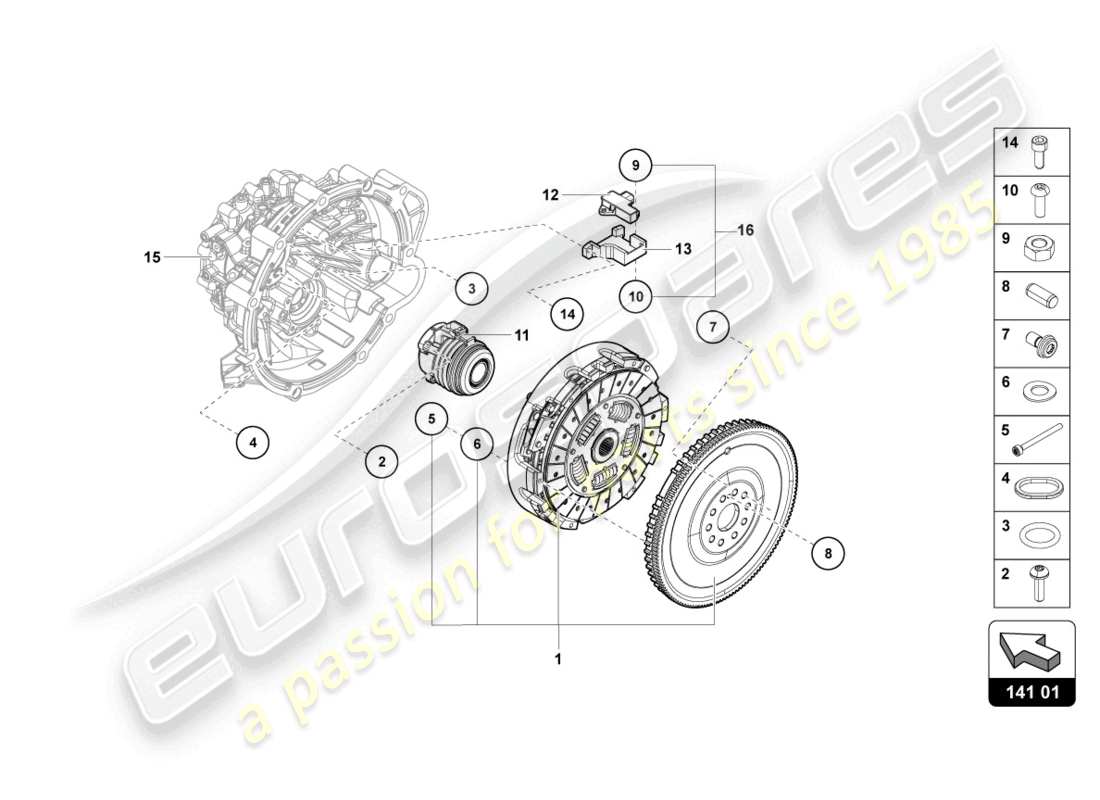 lamborghini lp750-4 sv coupe (2016) diagrama de piezas del embrague