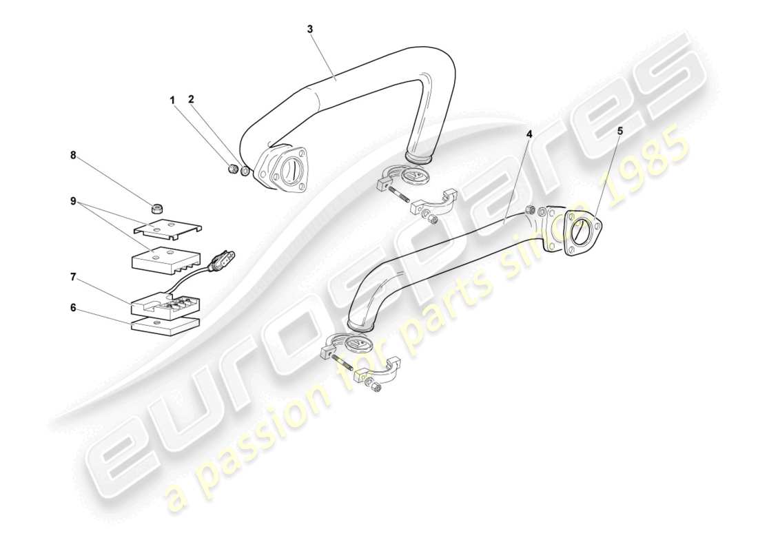 lamborghini murcielago coupe (2003) diagrama de piezas del sistema de escape