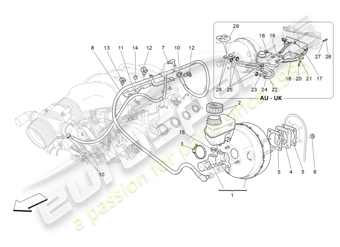 maserati granturismo mc stradale (2011) brake servo system diagrama de piezas