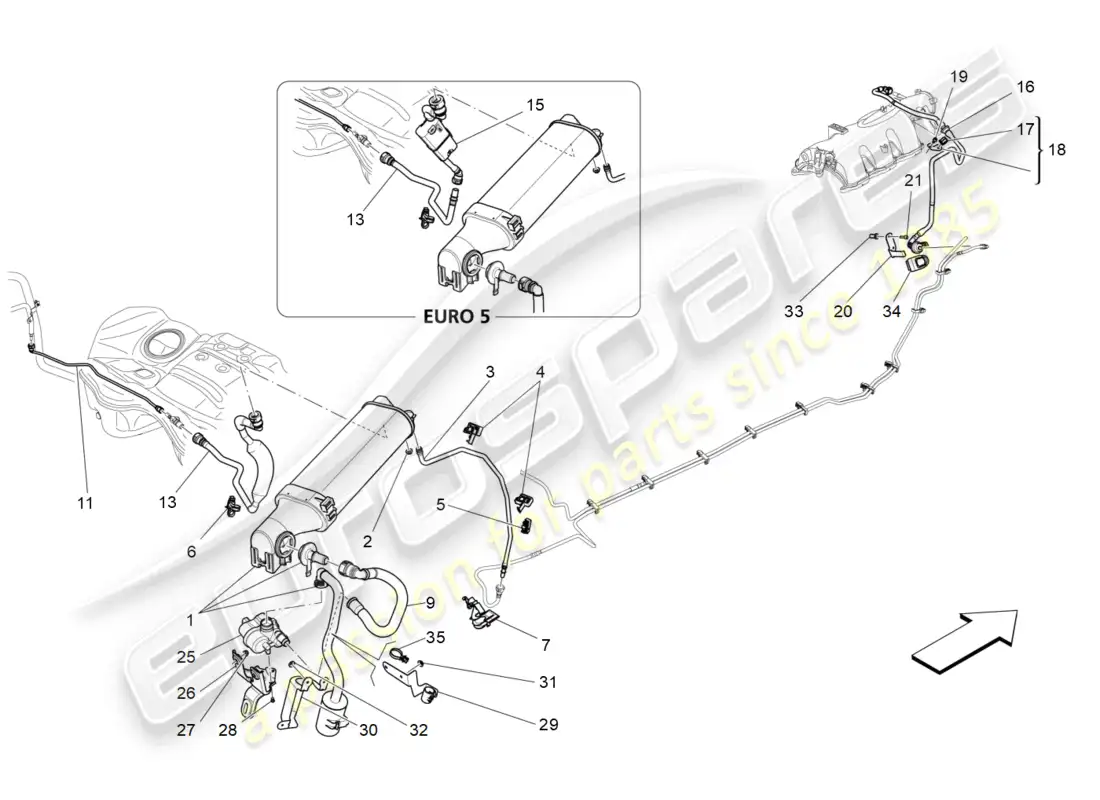 maserati ghibli (2015) fuel vapour recirculation system diagrama de piezas