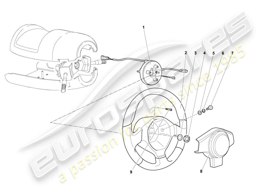 lamborghini murcielago coupe (2003) diagrama de piezas del volante