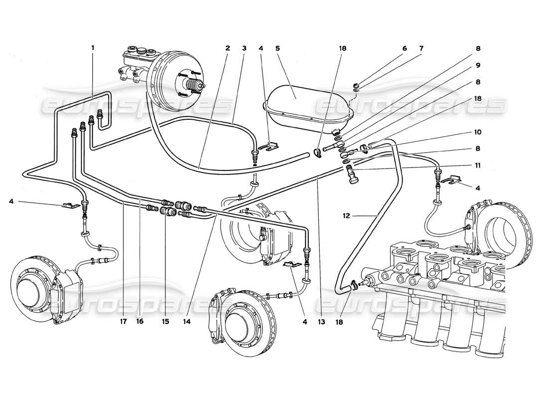 lamborghini diablo gt (1999) brake system diagrama de piezas
