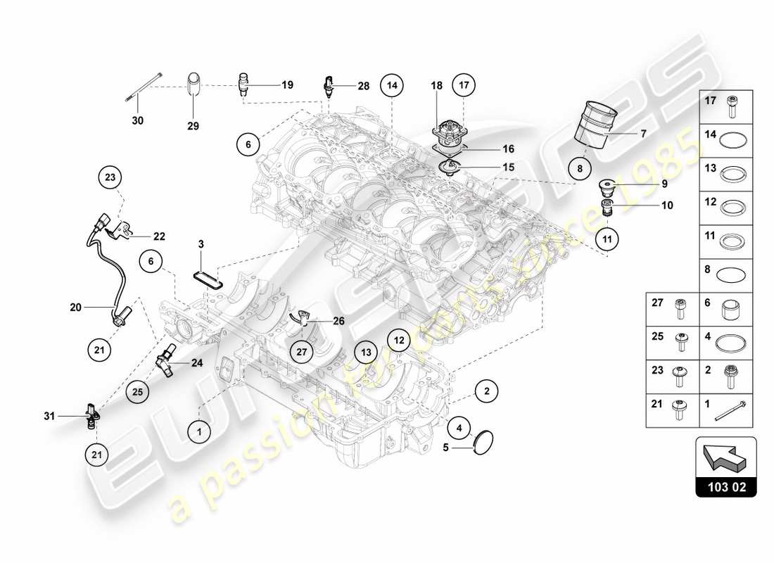 diagrama de pieza que contiene el número de pieza 07m103649