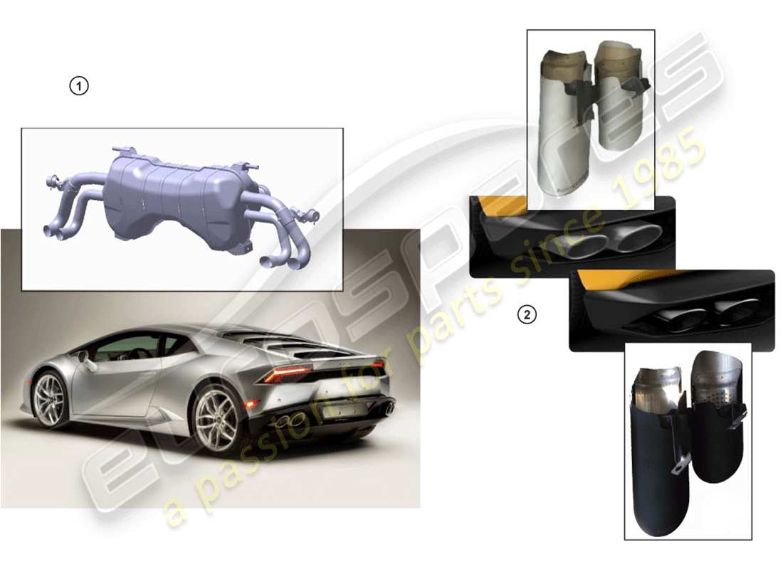 lamborghini huracan lp580-2 spyder (accessories) diagrama de piezas del silenciador deportivo