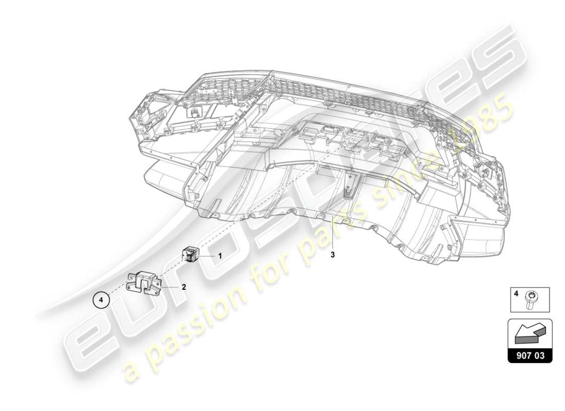 lamborghini 2020 (performante coupe) diagrama de piezas de la cámara de marcha atrás