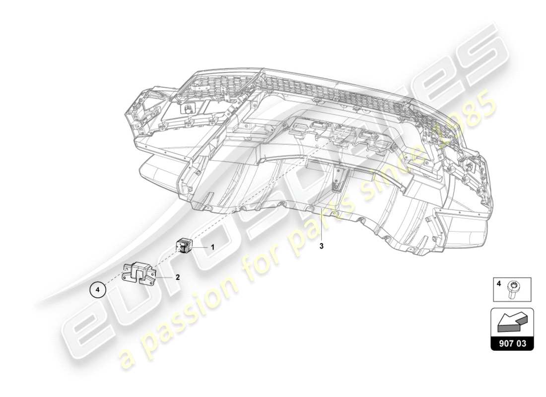 lamborghini performante coupe (2020) diagrama de piezas de la cámara de marcha atrás