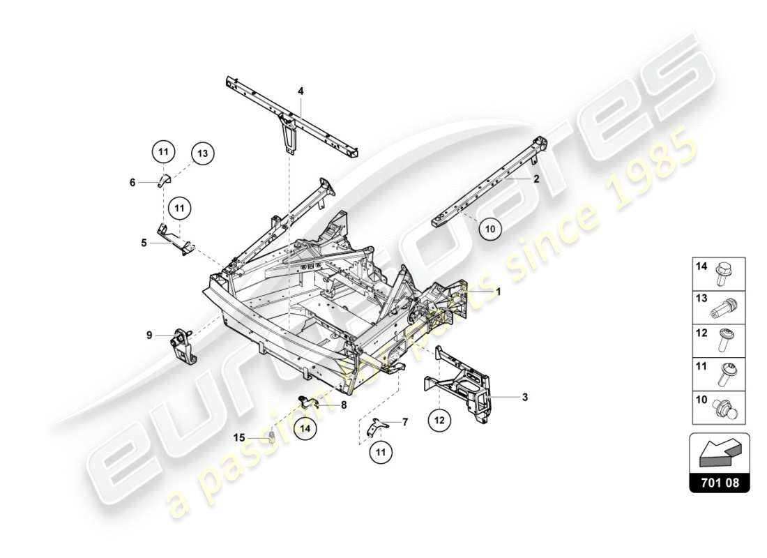 lamborghini centenario roadster (2017) marco de adorno parte delantera diagrama de piezas