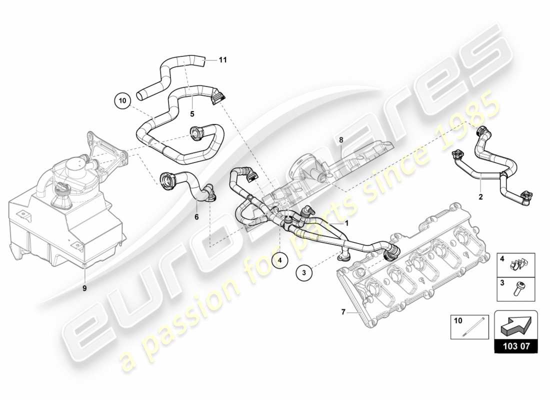 lamborghini 2016 (lp600-4 zhong coupe) diagrama de piezas de la línea de respiradero