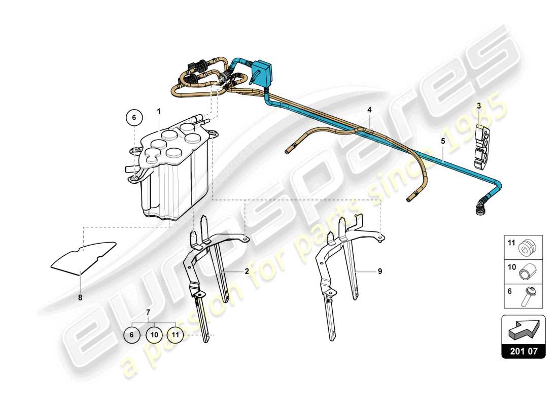 lamborghini lp770-4 svj roadster (2020) sistema de filtro de carbón activado diagrama de piezas