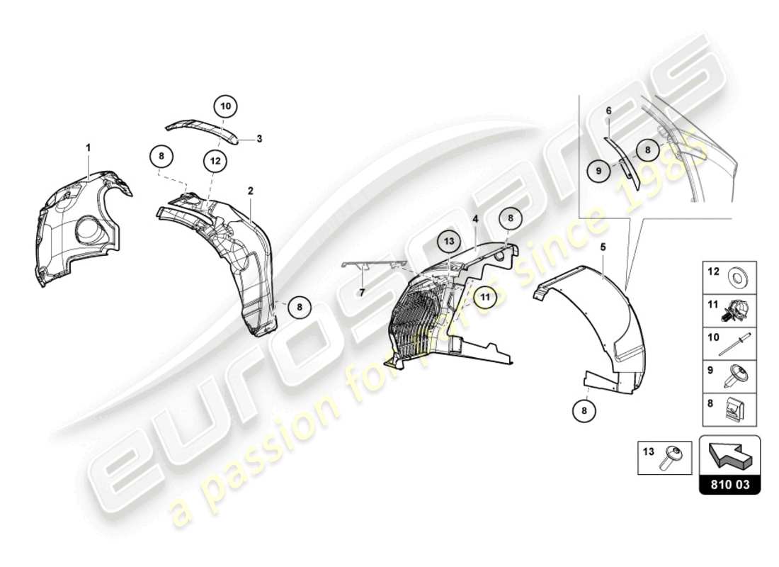 lamborghini sian (2021) guarnecido de la carcasa de la rueda diagrama de piezas
