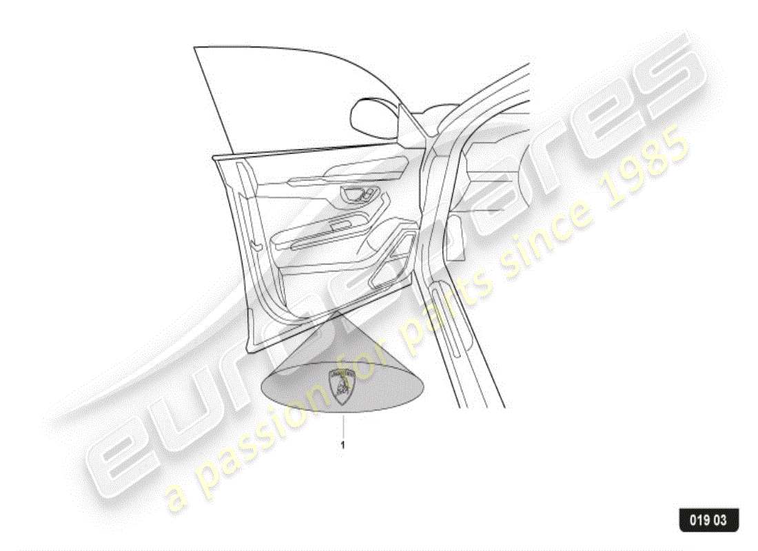 lamborghini urus (accessories) diagrama de piezas del sistema de iluminación