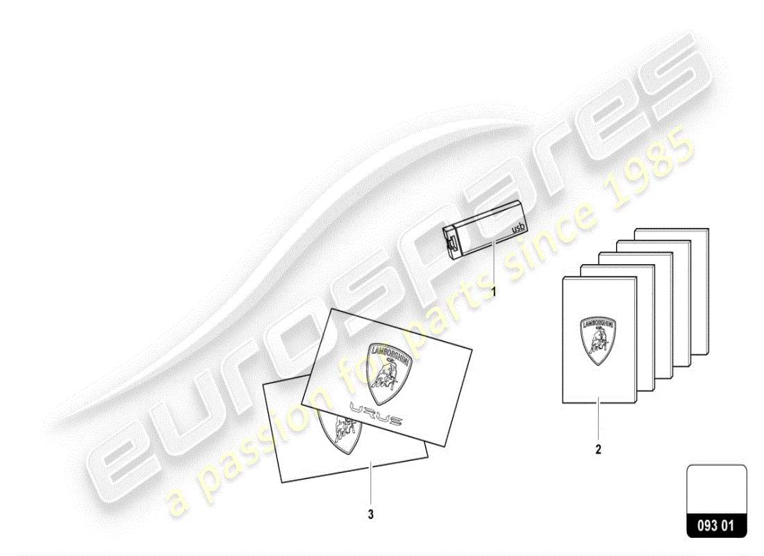 lamborghini urus (accessories) diagrama de pieza material auxiliar 'marketing'