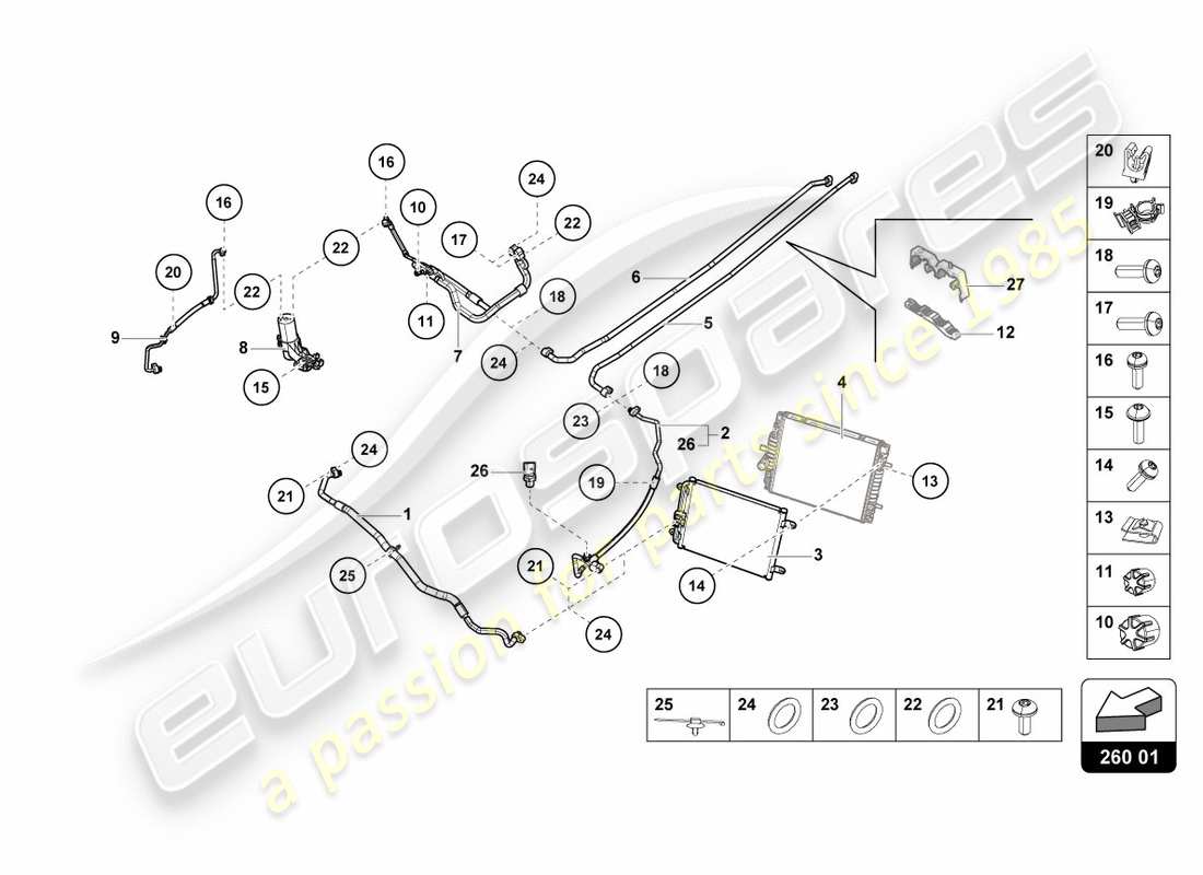 lamborghini 2018 (lp580-2 coupe) diagrama de piezas del condensador de a/c