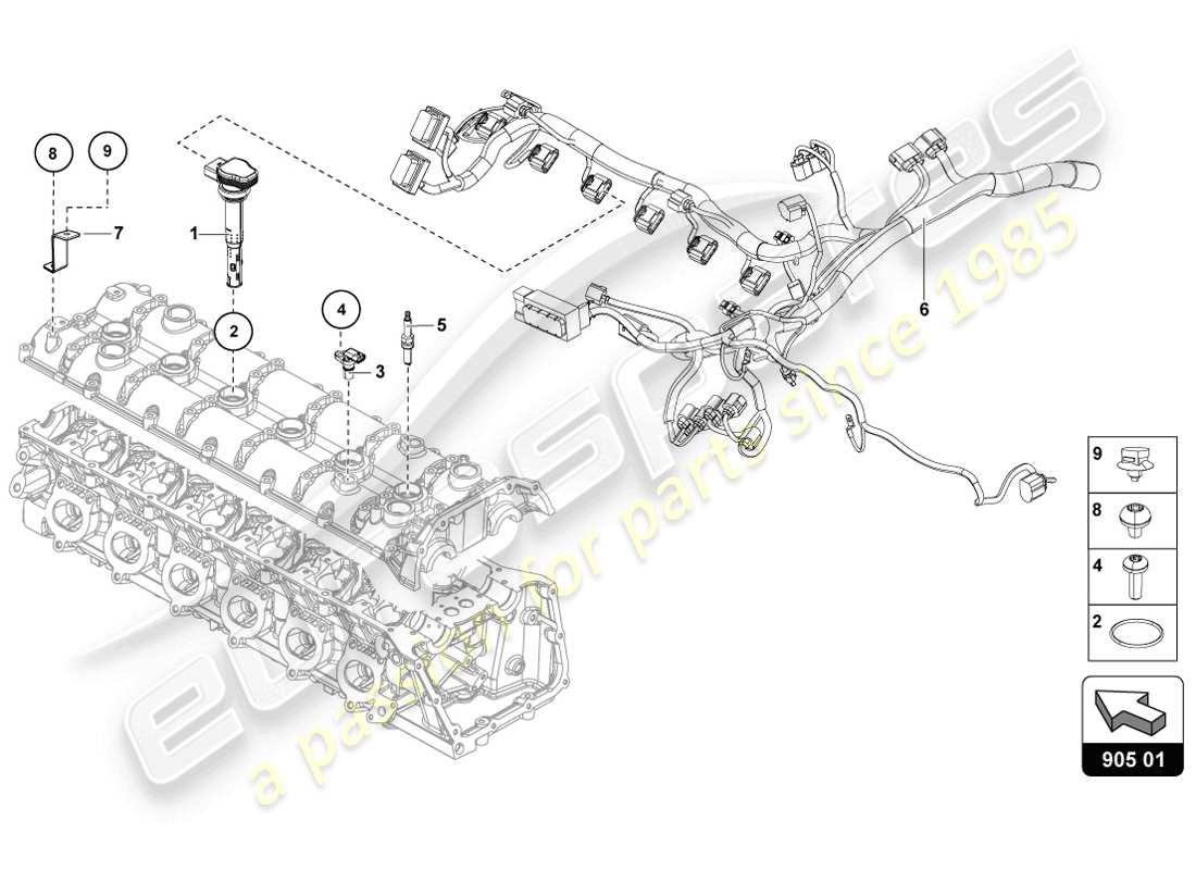 lamborghini lp720-4 coupe 50 (2014) diagrama de piezas del sistema de encendido