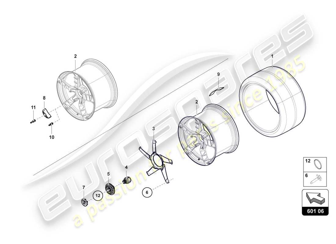 lamborghini centenario roadster (2017) ruedas/neumáticos traseros diagrama de piezas