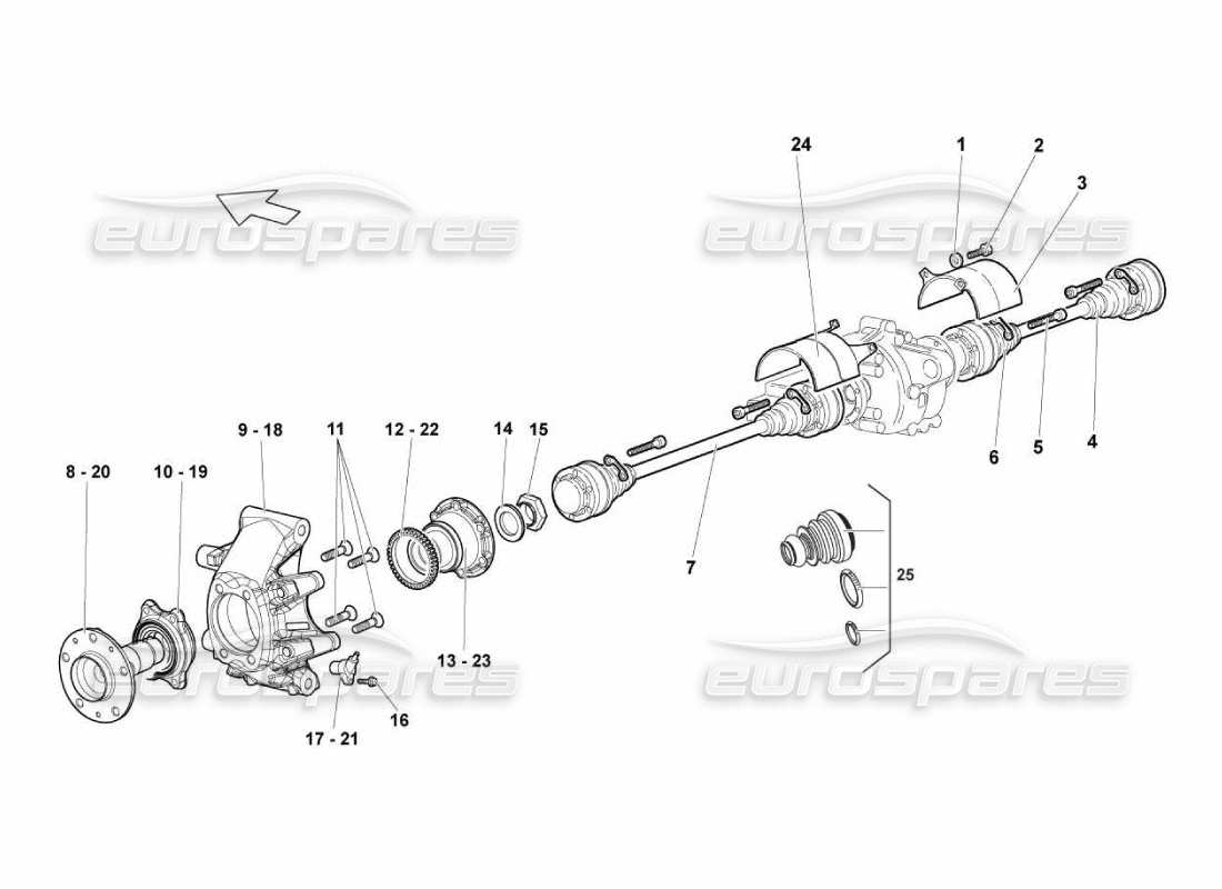 lamborghini murcielago lp670 eje motriz trasero diagrama de piezas