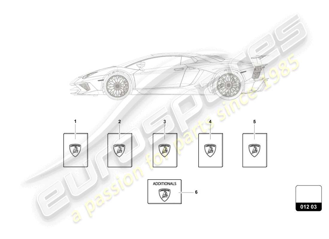 lamborghini lp750-4 sv roadster (2016) 1 establecer literatura del vehículo diagrama de piezas