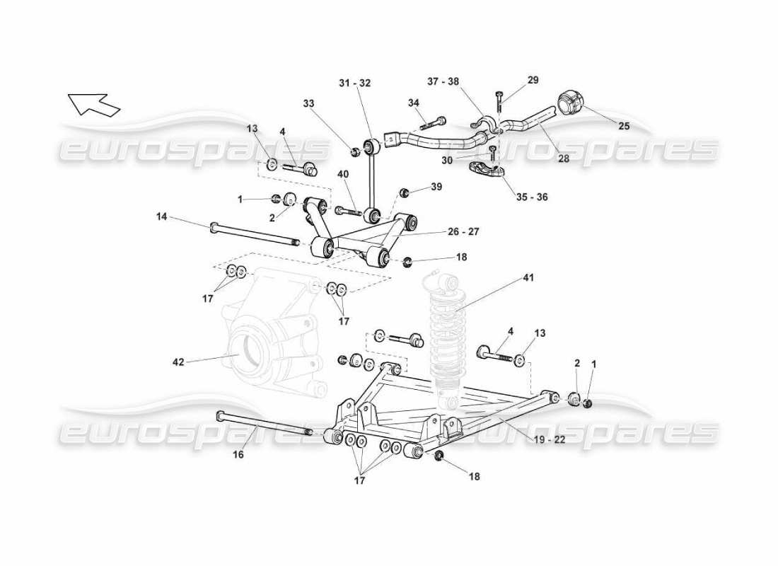lamborghini murcielago lp670 diagrama de piezas de los brazos traseros