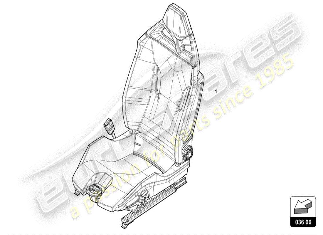 lamborghini accessories (evo spyder) diagrama de piezas del asiento deportivo
