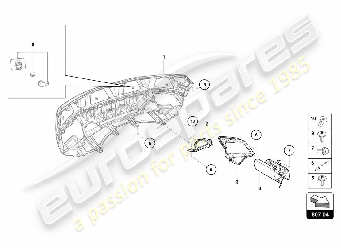 lamborghini lp610-4 spyder (2016) protección térmica trasera, interior diagrama de piezas