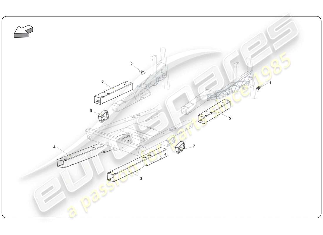lamborghini super trofeo (2009-2014) elemento del chasis diagrama de piezas
