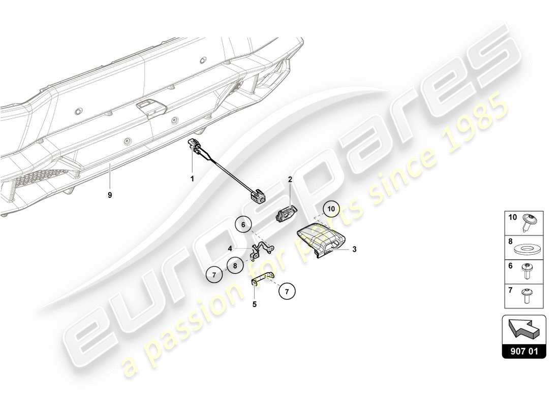 lamborghini lp610-4 spyder (2018) cámara de marcha atrás diagrama de piezas