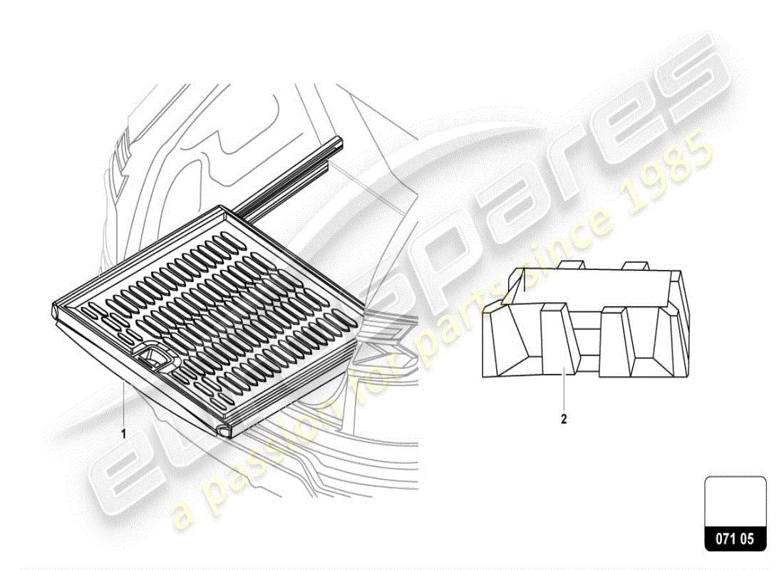lamborghini urus (accessories) extensión para piso de maletero esquema de piezas